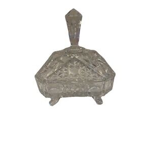 VTG CRYSTAL‎ CLEAR HANDCUT 24% LEAD CRYSTAL FOOTED CANDY NUT DISH LIDDED GERMANY